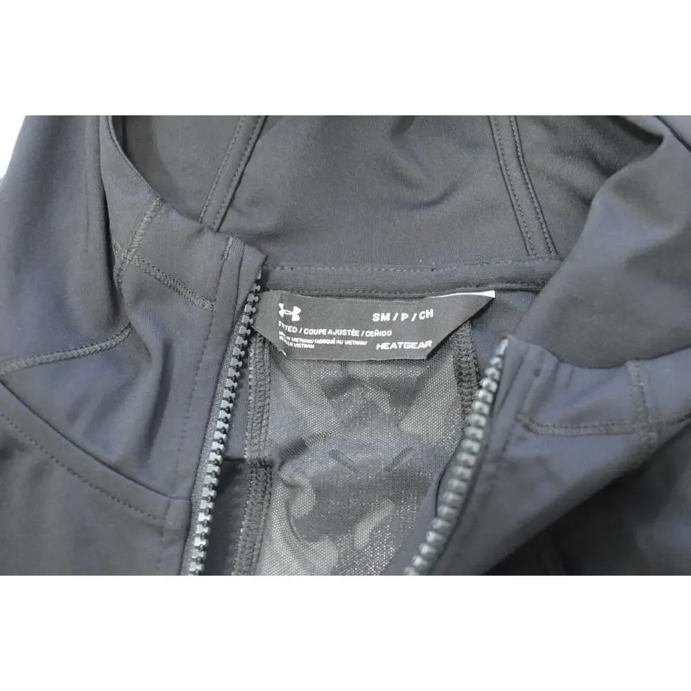 Under Armour Hoodie HeatGear Fitted Stretch Athletic Jacket Black‎ Womens Small